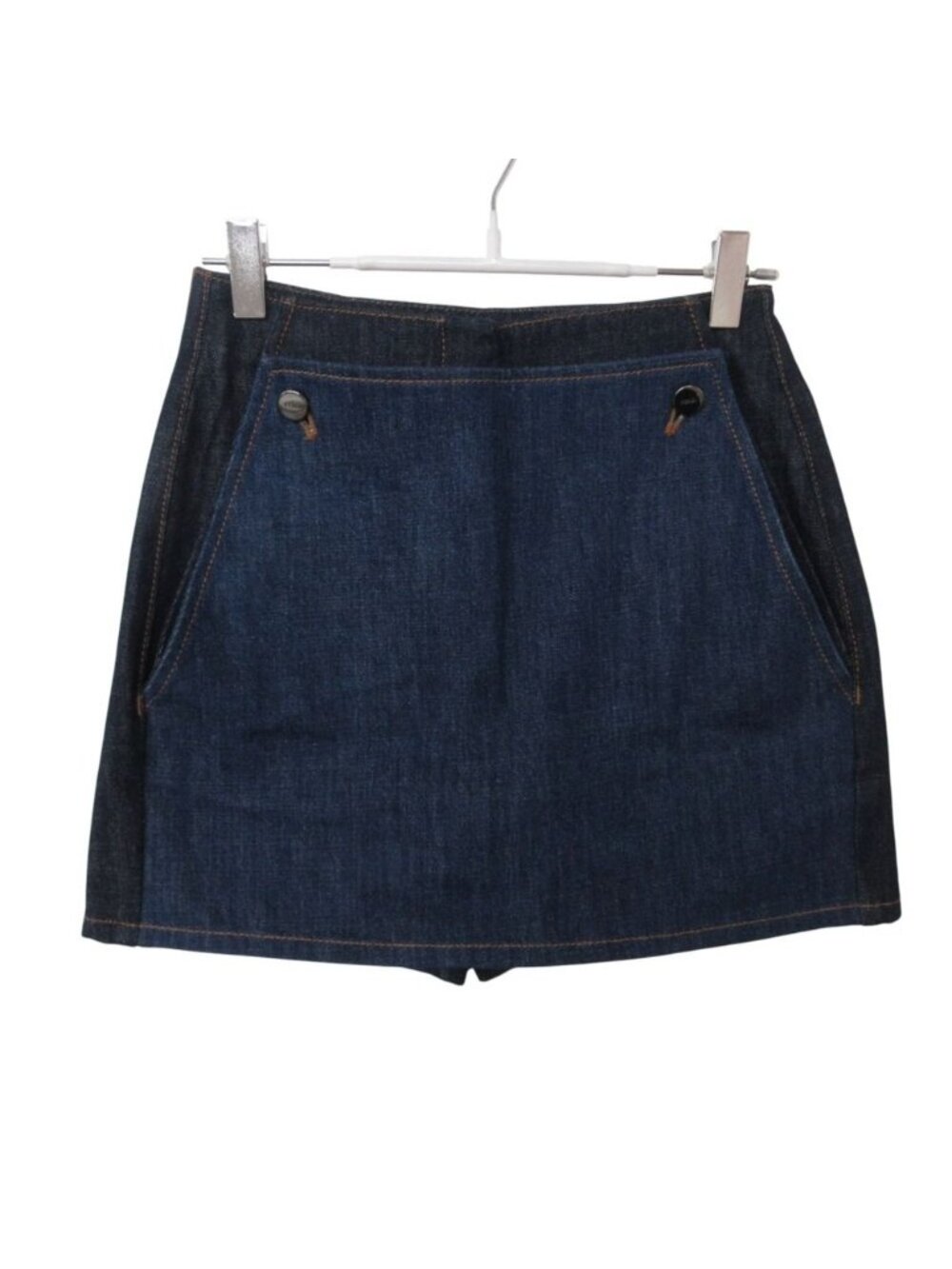Fendi Skirt Bicolor Denim Culottes Shorts Indigo Zip Up Navy